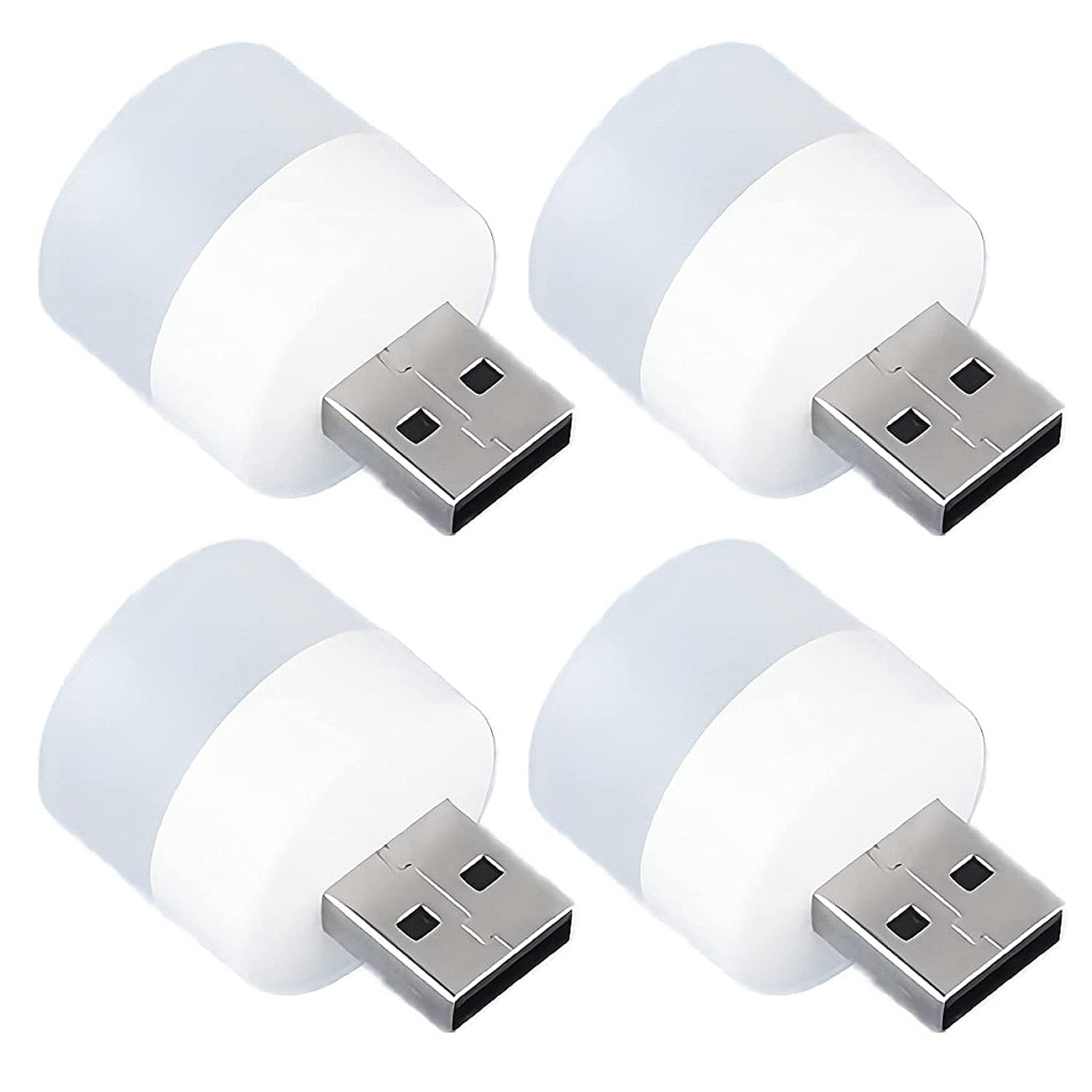 Plug in LED Night Light Mini USB LED Light Flexible USB LED Ambient Light Mini USB LED Light, LED Portable car Bulb, Indoor, Outdoor, Reading, Kitchen,Sleep (4 pcs)