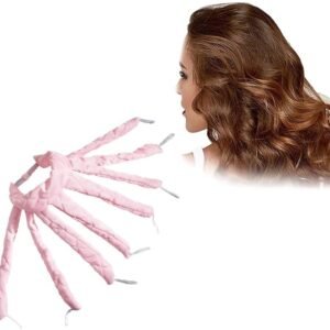 Heatless Hair Curler, Octopus Curling Rod Headband for Soft Hair Curls Ribbon Wave Formers Lazy Hair Roller with Adjustable strip Hair Curlers Styling Kit, Sleep Styler (pink)