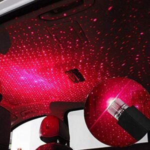 Usb Decorative Star Night Projector Light For Car Universal Atmosphere Lamp For Party Decoration Home Bedroom Car Interior (Red Light) (1)