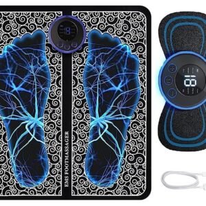 Foot/Body Massager, Portable Wireless Rechargeable Foot and Body Pain Relief EMS Massage Machine with 8 Modes/14 Levels Therapy Mate for Legs, Foot, Neck, Arms for Men & Women