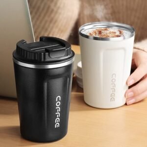 Stainless Steel Vacuum Insulated Coffee Mug 510ML Insulated Coffee Cups Double Walled Travel Mug, Car Coffee Mug with Leak Proof Lid Reusable Thermal Cup for Hot Cold Drinks Coffee, Tea